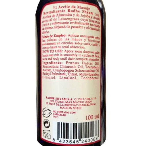 aceite de masaje revitalizante reverso